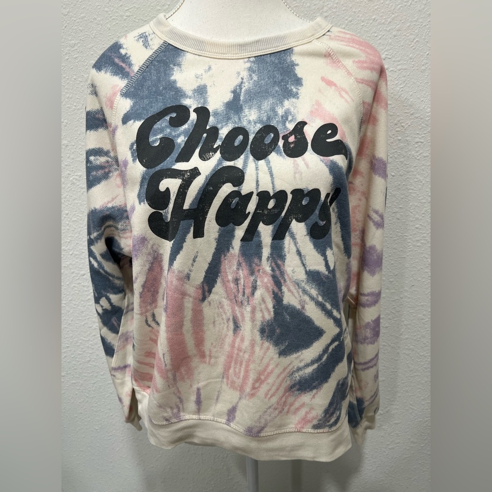 Grayson Threads "Choose Happy" Tie-Dye Top in Blue and Pink - Picture 2 of 7
